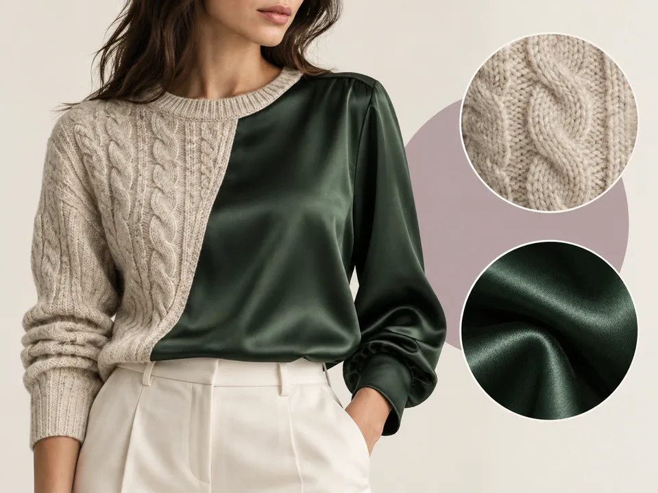 Close-up comparison of realistic knit texture and satin sheen in a virtual clothing result