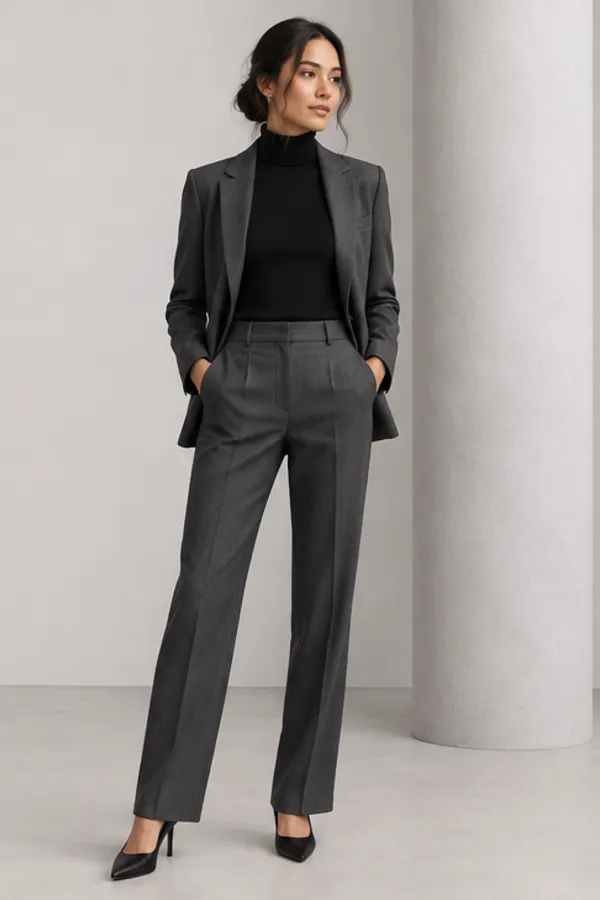 Adult model virtually trying on tailored trousers