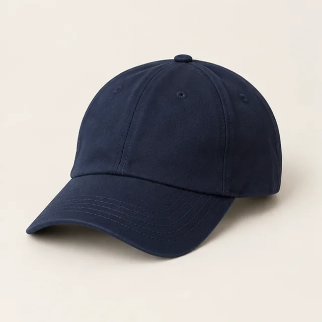 Navy baseball cap for a full outfit try-on