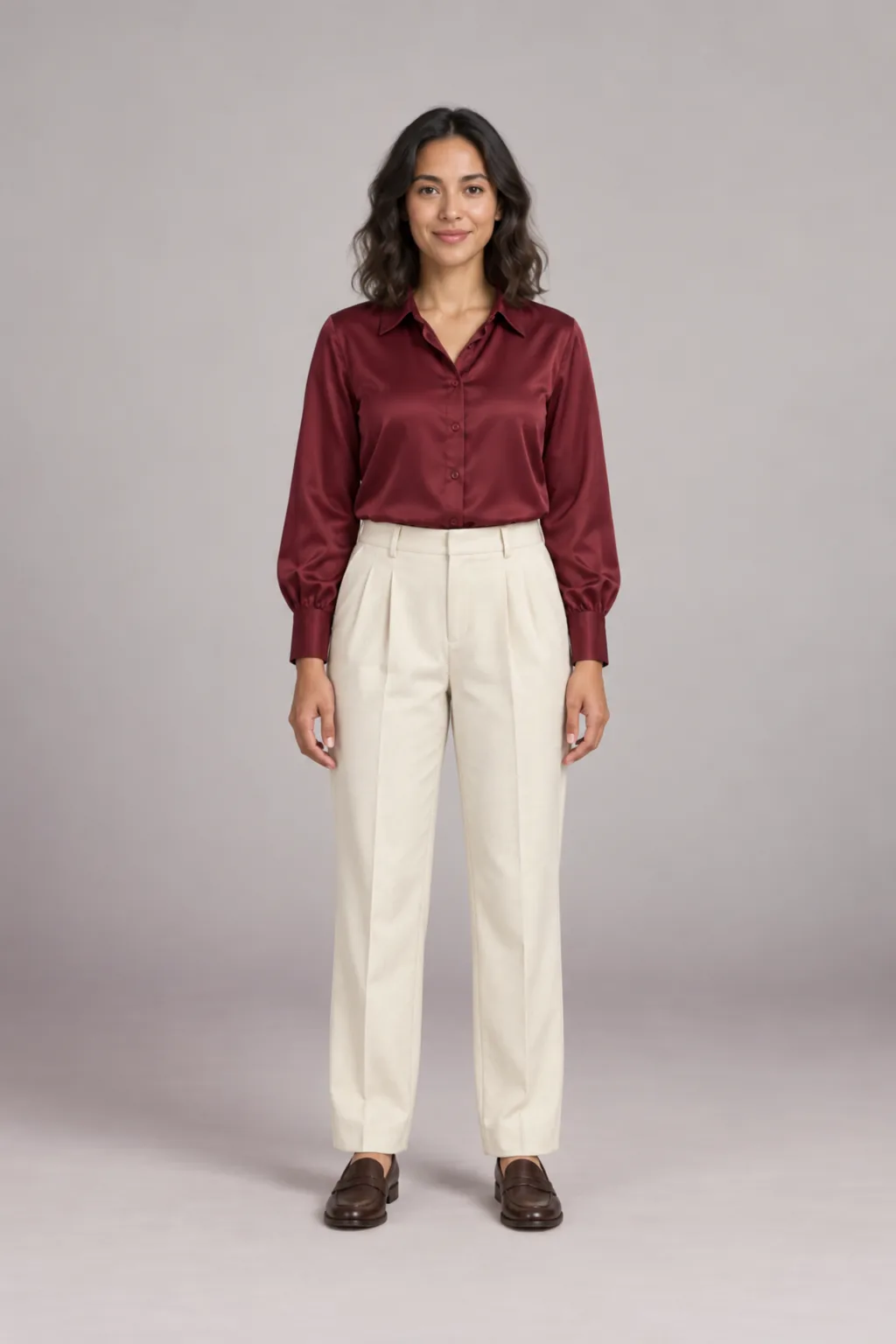 Ava wearing the complete office day outfit