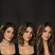 Three cuts from a short bob to a long lob, tried on one woman with virtual try on tools
